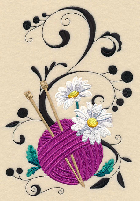 Fanciful Knitting Needles with Daisies - Image 2