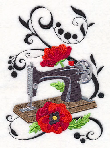 Fanciful Sewing Machine with Poppies - Image 4