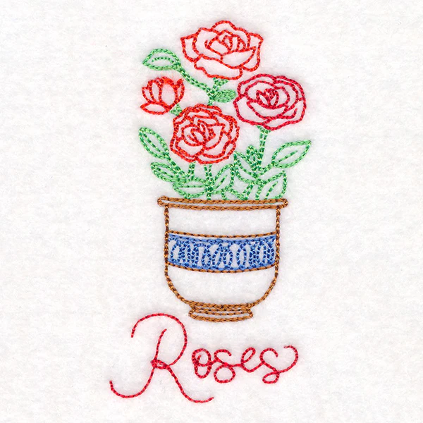 Fancy Flowerpot Roses (Vintage) - Image 2
