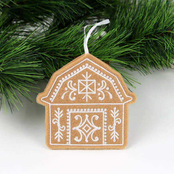 Farm Gingerbread Cookie Ornament - Barn (In-the-Hoop) - Image 2