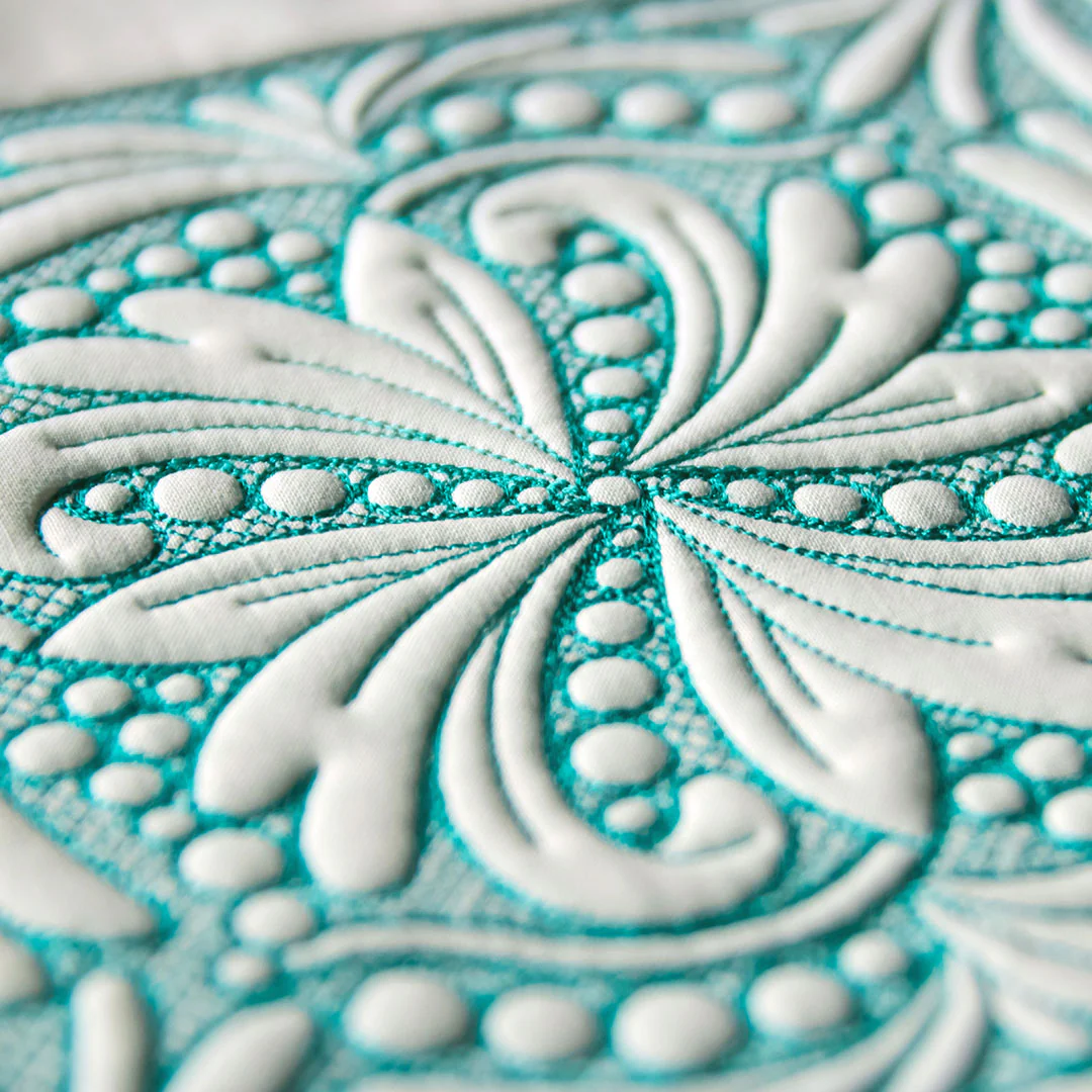 Feathers & Filigree Square 3 (Trapunto)