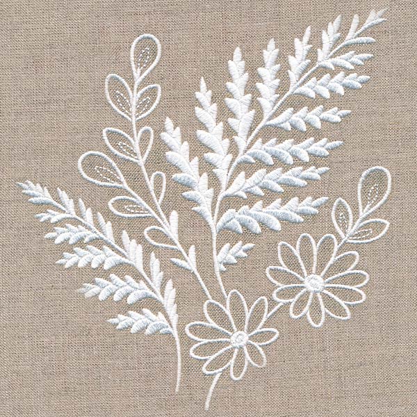 Fern and Flowers Accent (Whitework) - Image 3