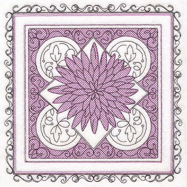 Festive Fall Chrysanthemum Kaleidoscope (Trapunto)