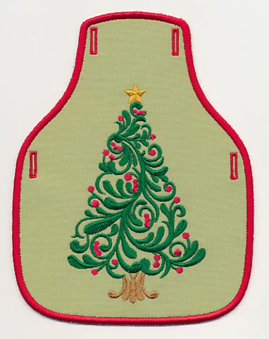 Festive Filigree Christmas Tree 2 Bottle Apron (In-the-Hoop)