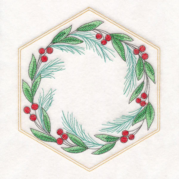 Festive Stitches Quilt Hexagon - Botanicals