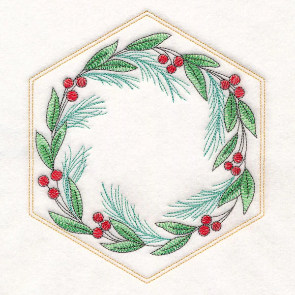 Festive Stitches Quilt Hexagon - Botanicals - Image 2