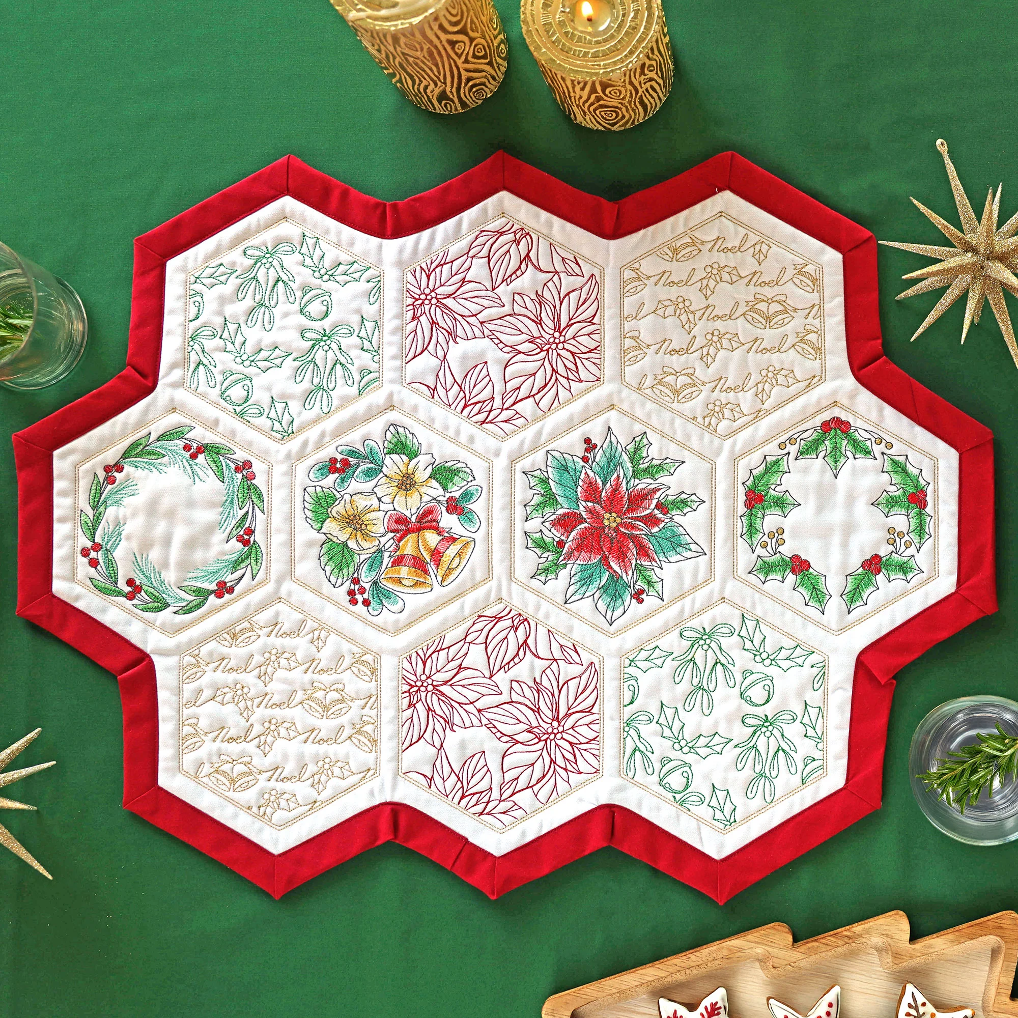Festive Stitches Quilt Hexagon Design Pack - Image 8