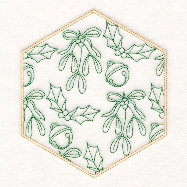 Festive Stitches Quilt Hexagon - Mistletoe - Image 3