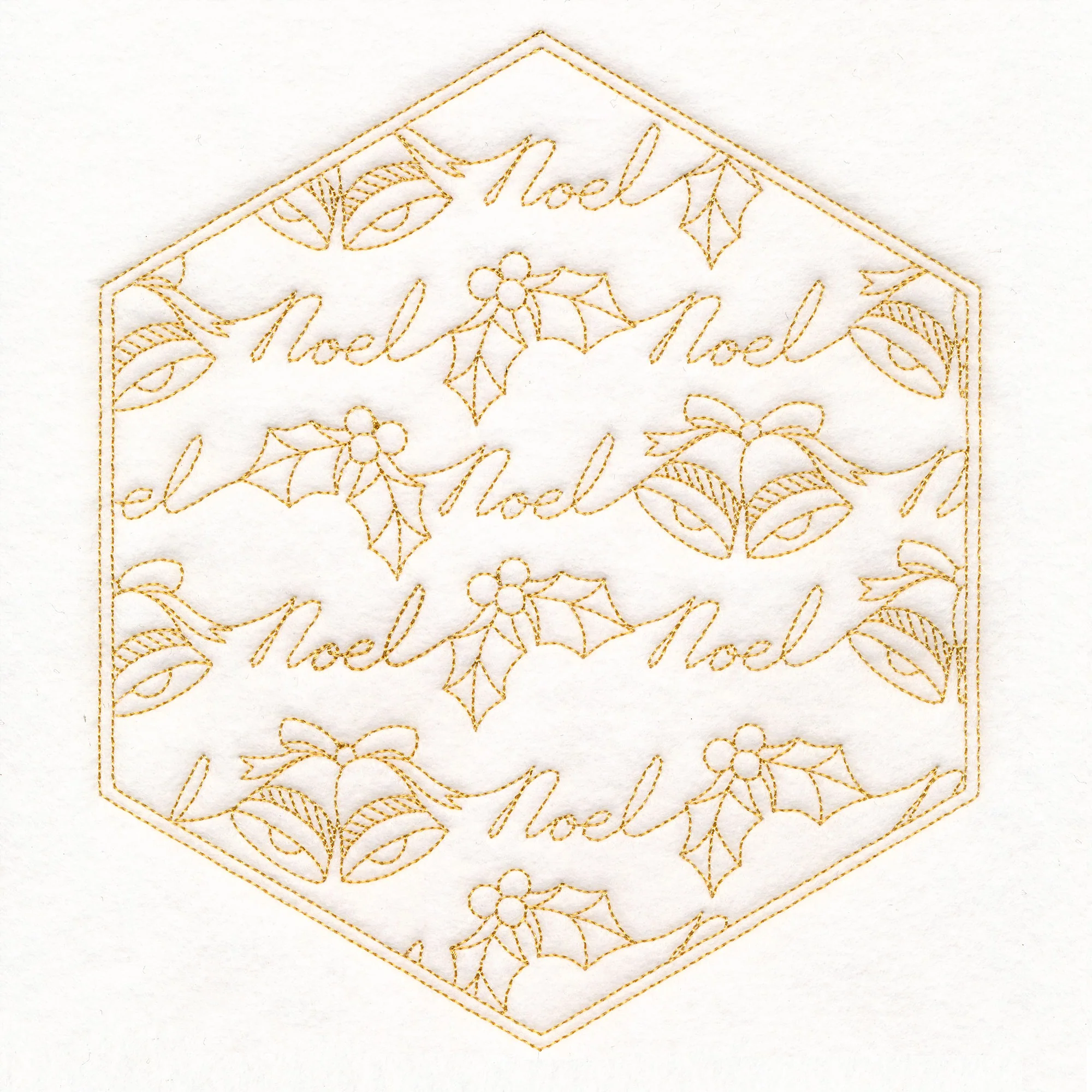 Festive Stitches Quilt Hexagon - Noel