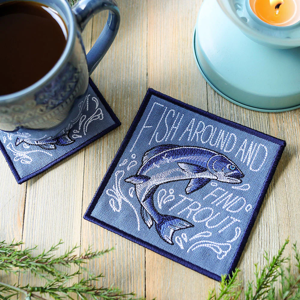 Fish Around and Find Trout Coaster (In-the-Hoop) - Image 3