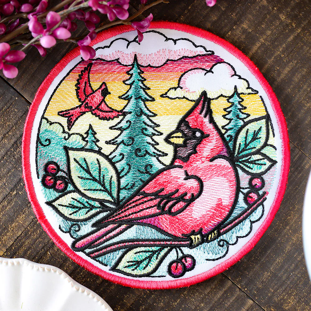 Flora & Fauna Trivet - Cardinal (In-the-Hoop) - Image 3