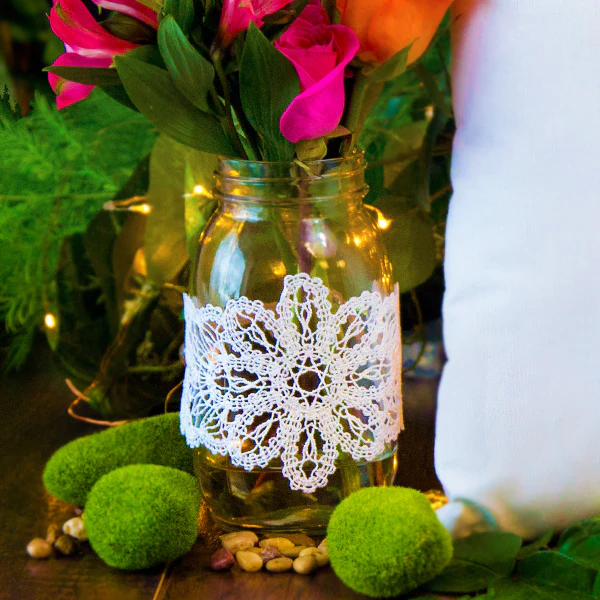 Floral Jar Wrap (Battenburg Lace) - Image 2