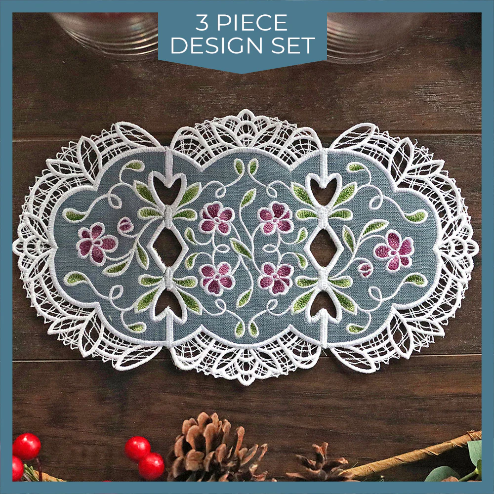 Floral Lace Edge Table Runner (In-the-Hoop) - Image 7
