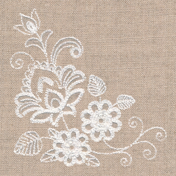Flourishing Floral Corner (Whitework) - Image 3