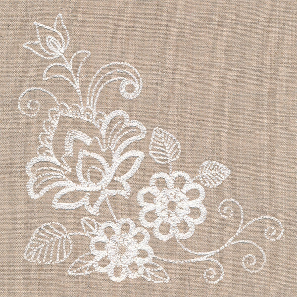 Flourishing Floral Corner (Whitework) - Image 4