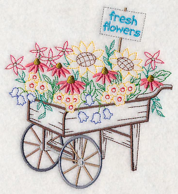 Flower Cart with Coneflowers