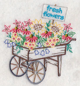 Flower Cart with Coneflowers - Image 2