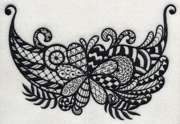 Flowers and Leaves Spray (Blackwork) - Image 3