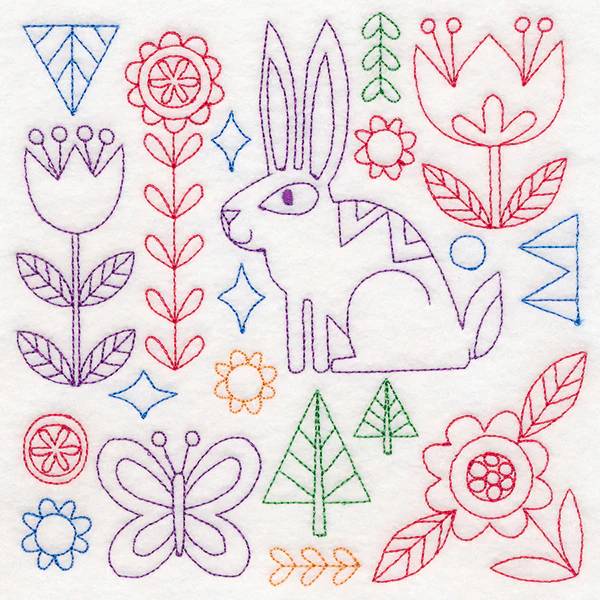 Folk Art Animal Square - Bunny (Vintage) - Image 3