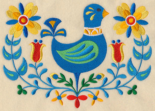 Folk Art Bird in Flowers - Image 2