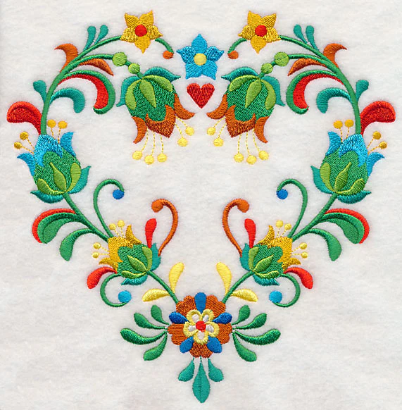 Folk Art Heart of Flowers