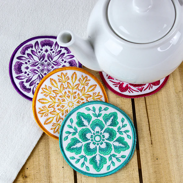 Folk Botanicals Coaster 1 (In-the-Hoop) - Image 3