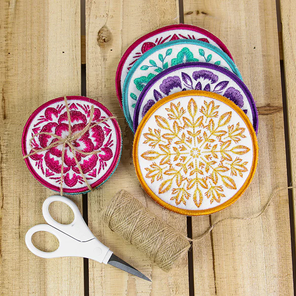 Folk Botanicals Coaster 3 (In-the-Hoop) - Image 4