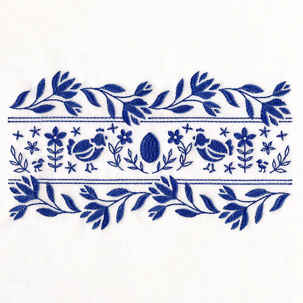 Folk Flowers Chicken Border