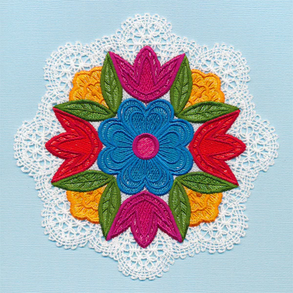 Folk Flowers Lace Doily (Freestanding) - Image 2