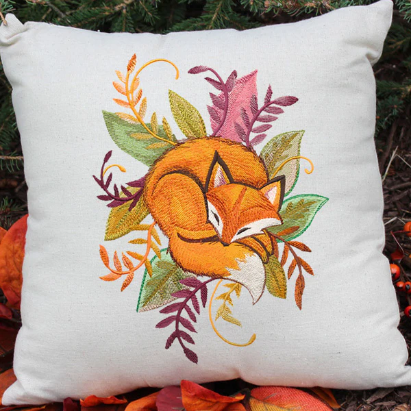 Fox and Leaves in Watercolor