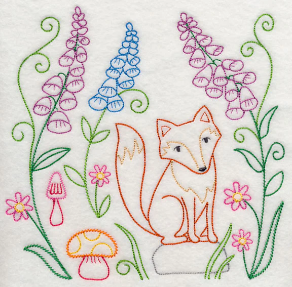 Fox in Forest Flowers (Vintage)