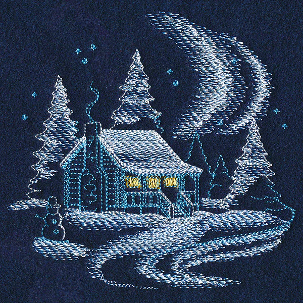 Frosted Log Cabin Scene - Image 4