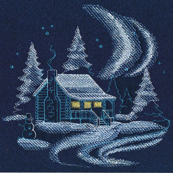 Frosted Log Cabin Scene - Image 5