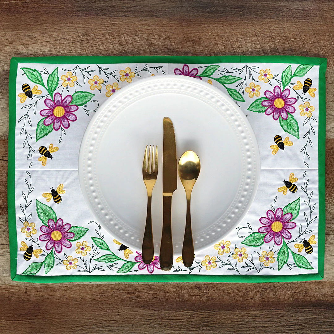 Garden Bees Placemat Corner - Bottom Left - Image 6