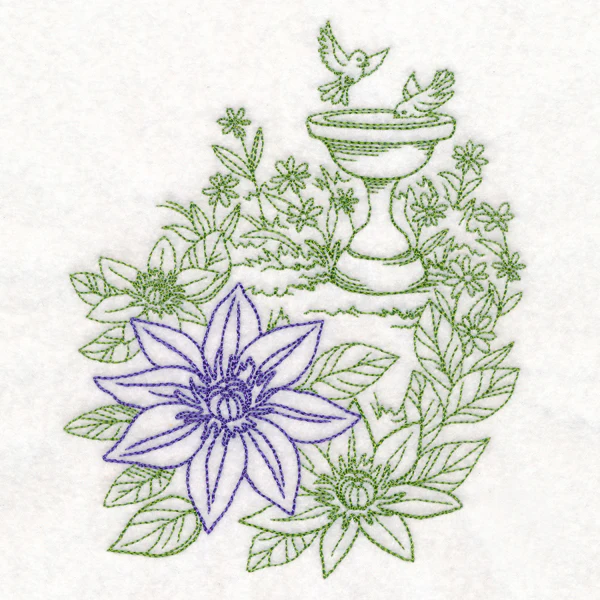 Garden Bird Bath Etching - Image 4