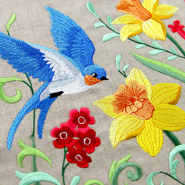 Garden Bluebird in Daffodils and Blooms - Image 9