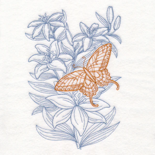 Garden Lily Butterfly Etching - Image 3