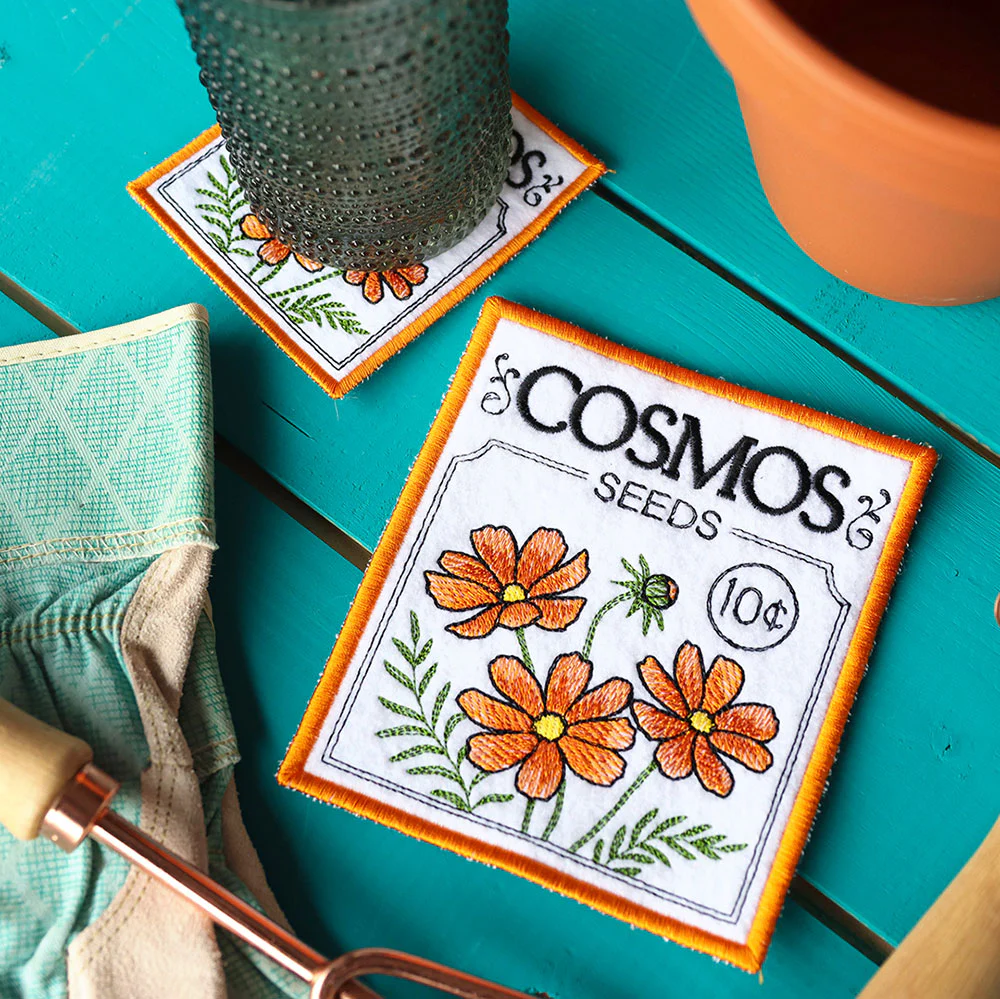 Garden Seed Packet Coaster - Cosmos (In-the-Hoop) - Image 2