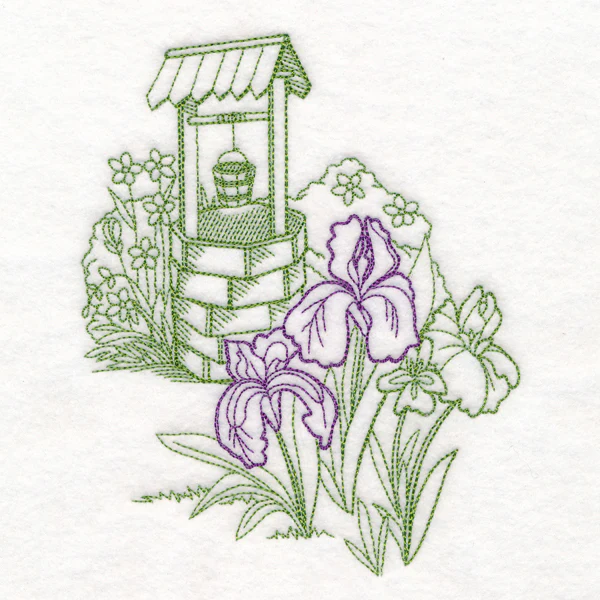 Garden Wishing Well Etching - Image 4