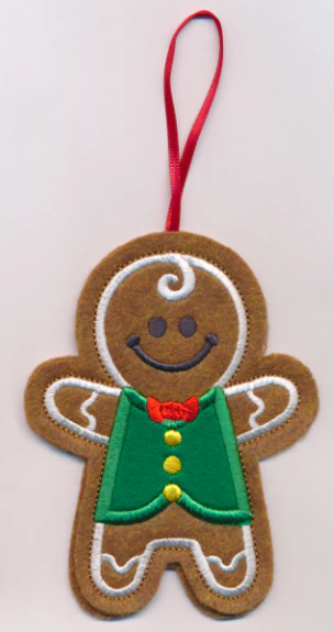 Gingerbread Boy Cookie Ornament (In-the-Hoop)