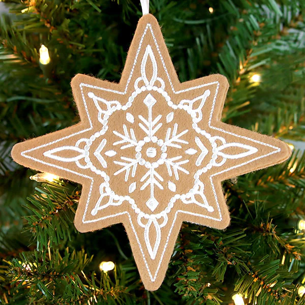 Gingerbread Cookie Ornament - Christmas Star 1 (In-the-Hoop) - Image 3