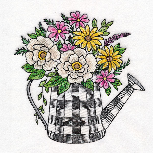 Gingham Watering Can Flower Bouquet - Image 5