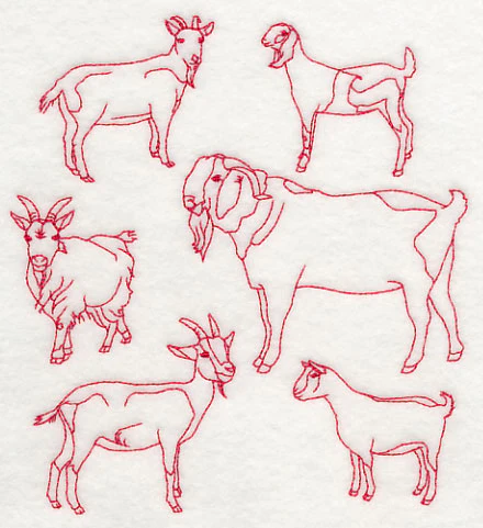 Goat Medley (Redwork) - Image 3