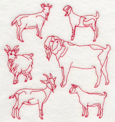 Goat Medley (Redwork) - Image 4