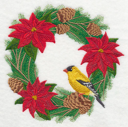 Goldfinch and Poinsettia Wreath - Image 3