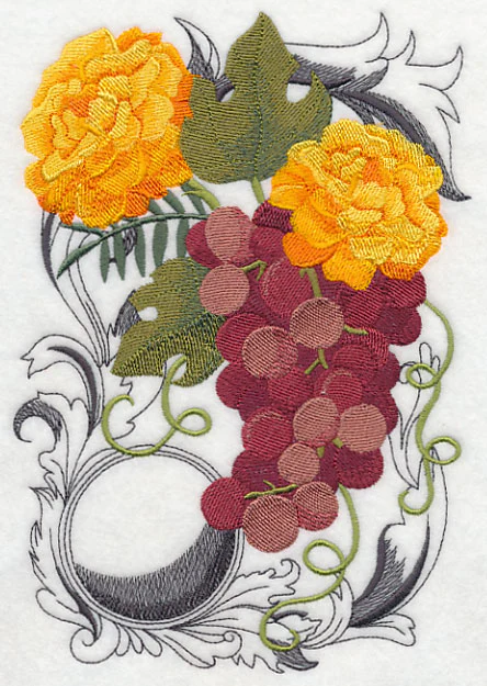 Grapes and Autumn Flowers with Flourish - Image 2