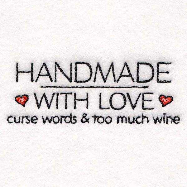 Handmade with Love Curse Words & Wine Label - Image 2