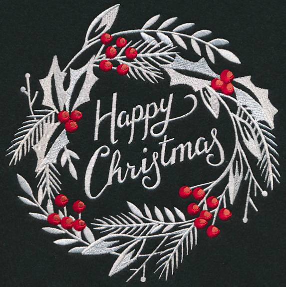 Happy Christmas Bliss Wreath (Whitework)