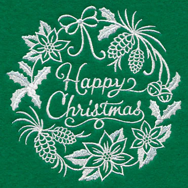 Happy Christmas Medallion (Whitework) - Image 4