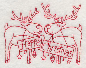Happy Christmas Reindeer (Redwork) - Image 3